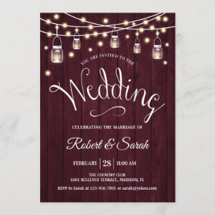 Invitation Mariage Russe Maroon Wood & Lights