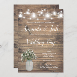 Invitation Mariage Rustic Babys Breath Mason Jar