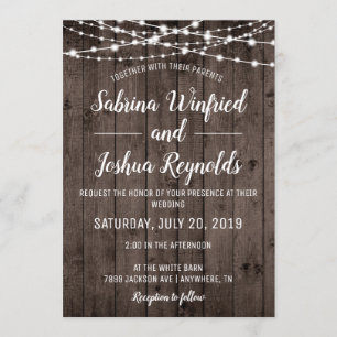 Invitation Mariage Rustic Country Wood String