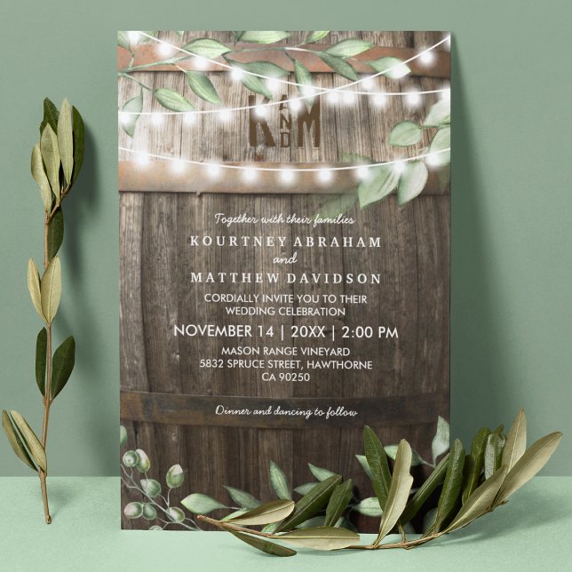Invitation Mariage rustique à la campagne | Guirlande de verd (Créateur téléchargé)