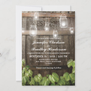 Invitation Mariage rustique à la campagne   Tonneau de vigne