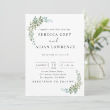 Mariage rustique à l'aquarelle de eucalyptus vert 