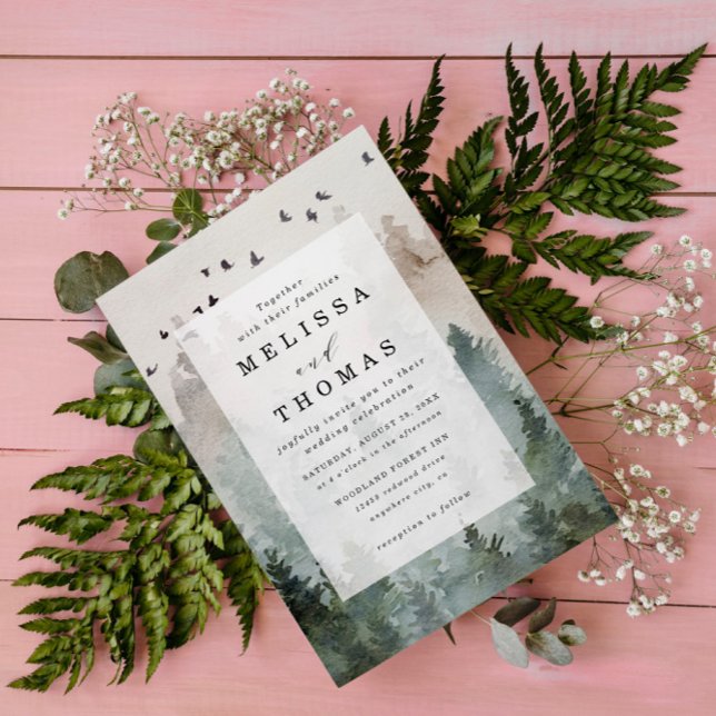 Invitation Mariage Rustique à Petit Budget avec Code QR Forêt (Créateur téléchargé)