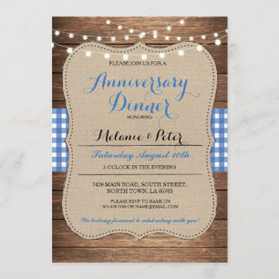 Invitation Mariage rustique Anniversaire Blue Party Invitatio