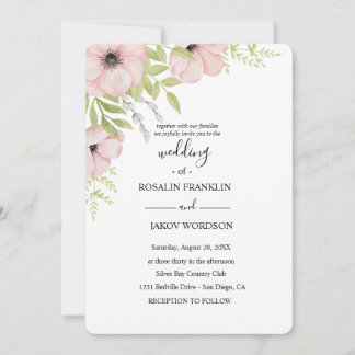 Invitation mariage rustique aquarelle florale