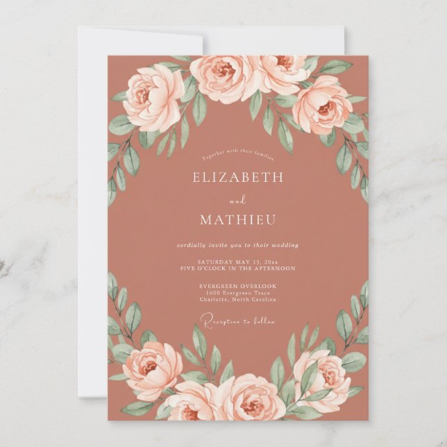 Invitation Mariage Rustique Artistique en Terracotta (Devant)