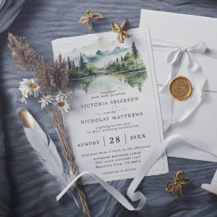 Invitation Mariage Rustique au Bord du Lac en Forêt de Montag