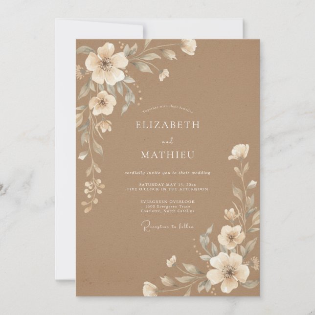 Invitation Mariage rustique au caramel doux (Devant)