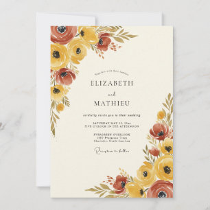 Invitation Mariage Rustique au Jaune Moutarde Impressionniste