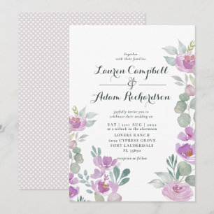 Invitation Mariage rustique au rose saumon et eucalyptus