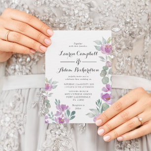 Invitation Mariage rustique au rose saumon et eucalyptus verd