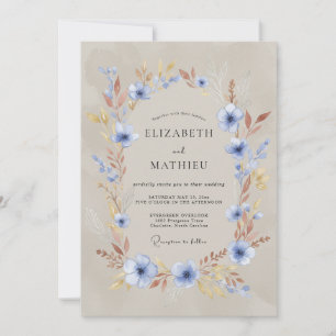 Invitation Mariage rustique automnal bleu ardoise
