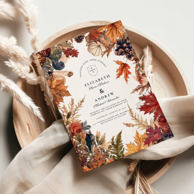Invitation Mariage Rustique aux Feuilles d'Automne (Créateur téléchargé)