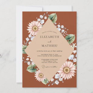 Invitation Mariage Rustique aux Pétales de Marguerite