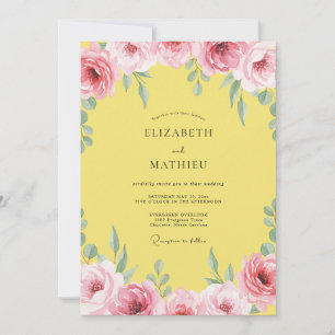 Invitation Mariage Rustique aux Pétales Jaunes Ensoleillées