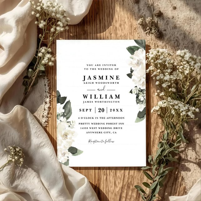 Invitation Mariage rustique avec accent floral romantique et  (Créateur téléchargé)