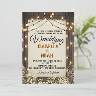Invitation Mariage rustique avec Fleurs Vintages et Foliage