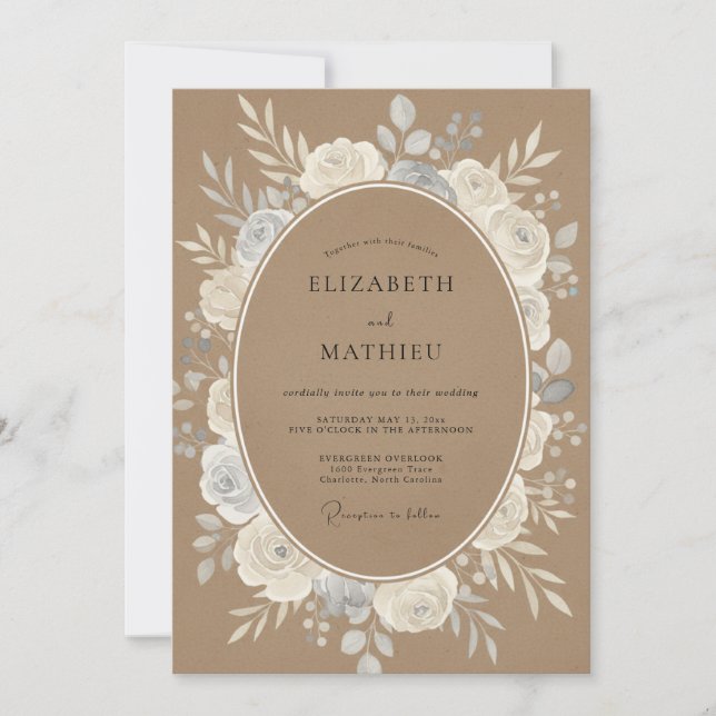 Invitation Mariage rustique bio marron chameau (Devant)