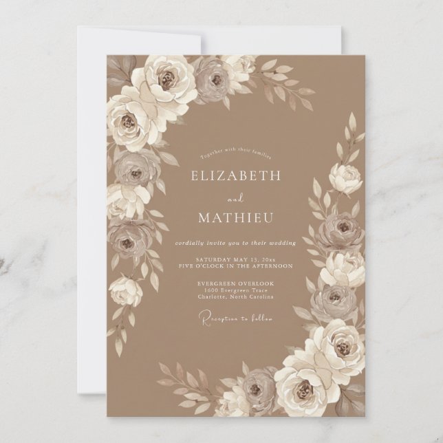 Invitation Mariage rustique bio Toffee (Devant)