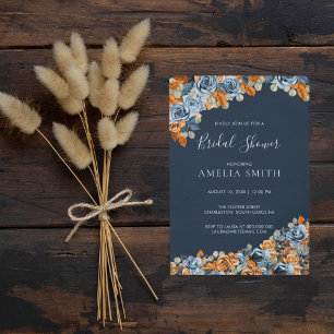 Invitation Mariage Rustique Bleu Nuit Et Terracotta Rouille B