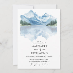 Invitation Mariage Rustique Bleu Poussiéreux au Bord du Lac e