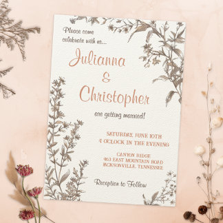 Invitation Mariage Rustique Bohème aux Fleurs Sauvages