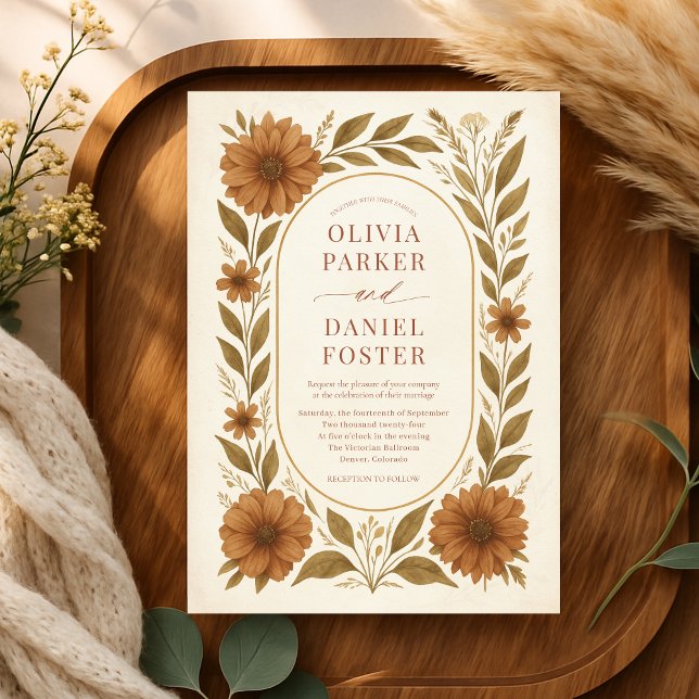Invitation Mariage rustique boho floral automnal (Créateur téléchargé)