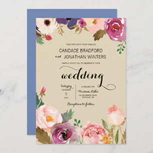 Invitation Mariage Rustique Boho Watercolor