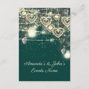 Invitation Mariage Rustique Bois Doré Coeurs Lumières Vert