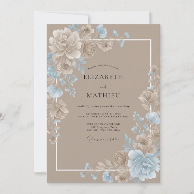 Invitation Mariage Rustique Brun Clair (Devant)