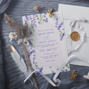 Invitation Mariage Rustique Budget Code QR Lavande Violette