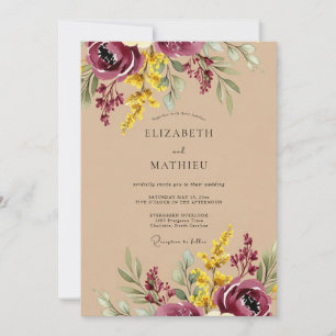 Invitation Mariage rustique burgundy audacieux