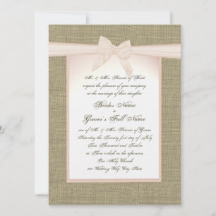 Invitation Mariage rustique Burlap et Blush Pink Bow