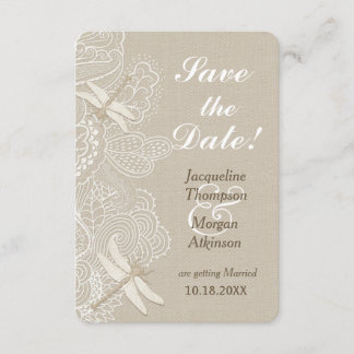 Invitation Mariage Rustique Burlap et Dentelle Enregistrez la