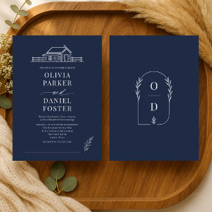 Invitation Mariage Rustique Campagne Ranch Dessin Au Trait Bl