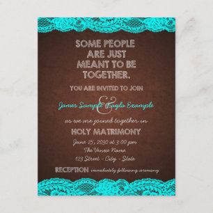 Invitation Mariage rustique campagne sarcelle bleue et marron
