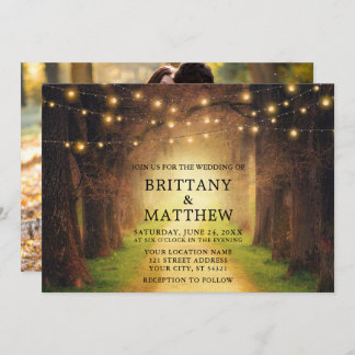 Invitation Mariage Rustique Chemin de la forêt Lumières