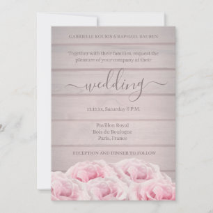 Invitation Mariage Rustique Chic avec de Vraies Roses Roses s