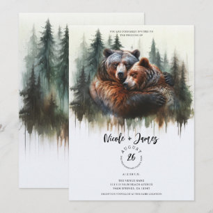 Invitation Mariage rustique dans la nature à l'aquarelle avec