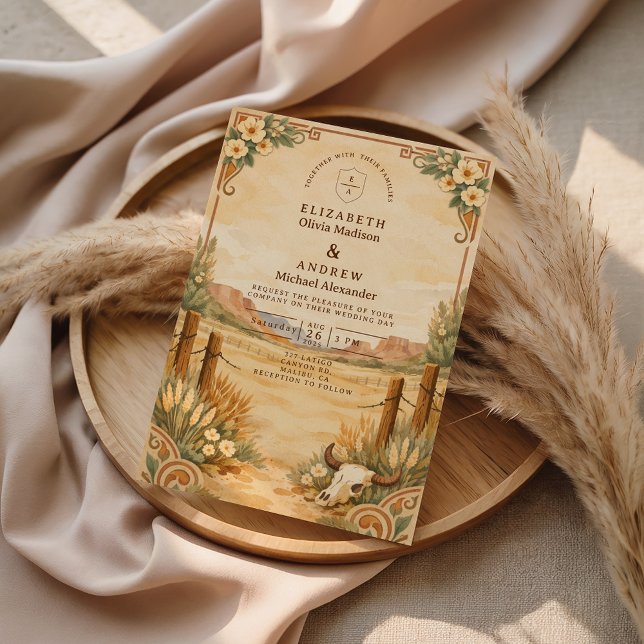 Invitation Mariage rustique dans le désert occidental (Créateur téléchargé)
