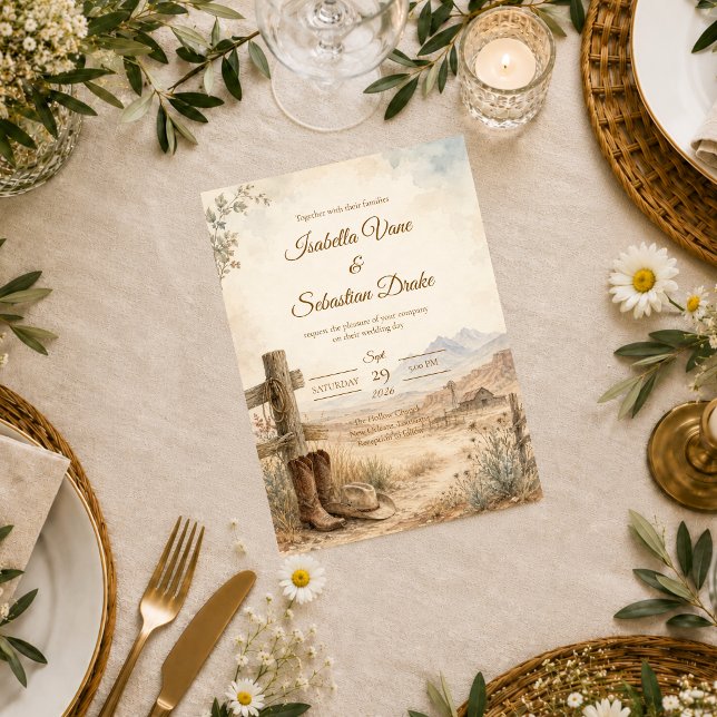 Invitation Mariage rustique dans le désert occidental (Créateur téléchargé)