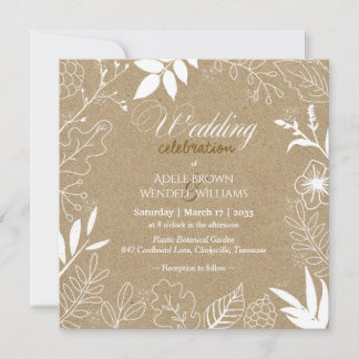Invitation Mariage rustique dans le jardin botanique