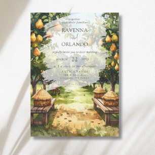 Invitation Mariage rustique dans un verger de poiriers à la c
