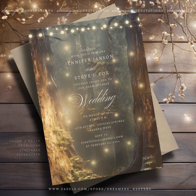 Invitation Mariage rustique dans une forêt enchantée à la cam (Créateur téléchargé)