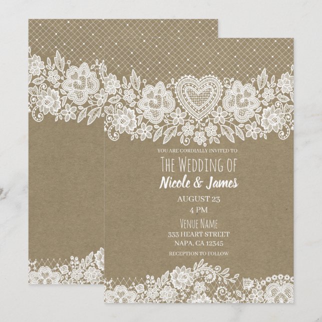 Invitation Mariage rustique dans une grange de ferme avec Kra (Devant / Derrière)