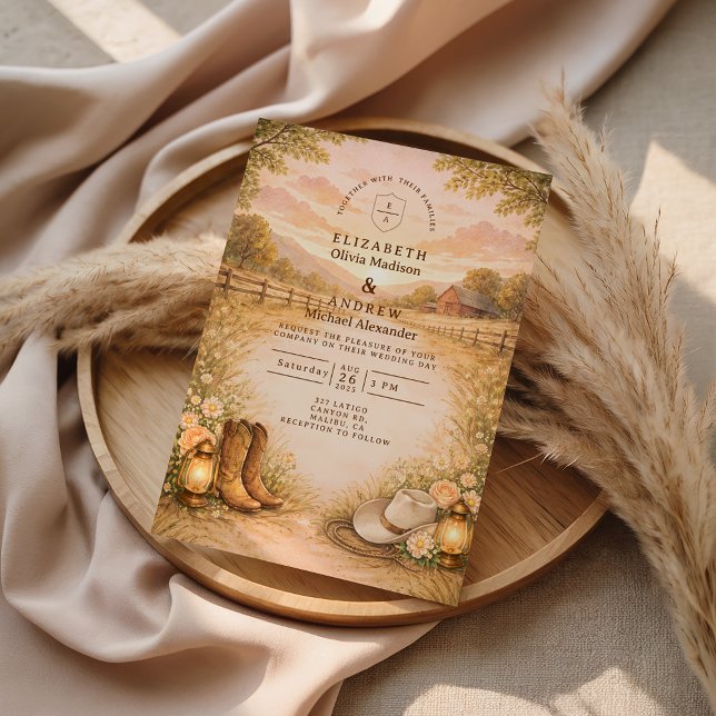Invitation Mariage rustique dans une prairie western (Créateur téléchargé)