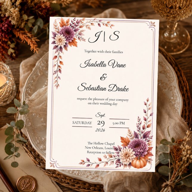 Invitation Mariage rustique d'automne (Créateur téléchargé)