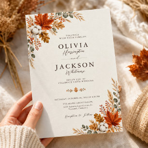 Invitation Mariage rustique d'automne à feuilles d'érable ora