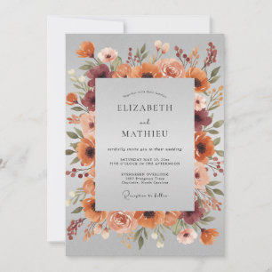Invitation Mariage rustique d'automne à l'orange brûlé