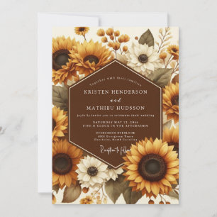 Invitation Mariage rustique d'automne au tournesol